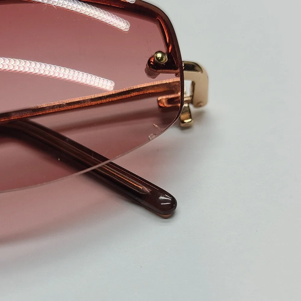 Fendi Pink Lens Rimless Sunglasses with Gold Frame